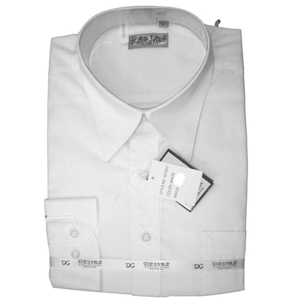 Desire Collection Men's Long Sleeve Classic Fit Pocket Dress Shirt White